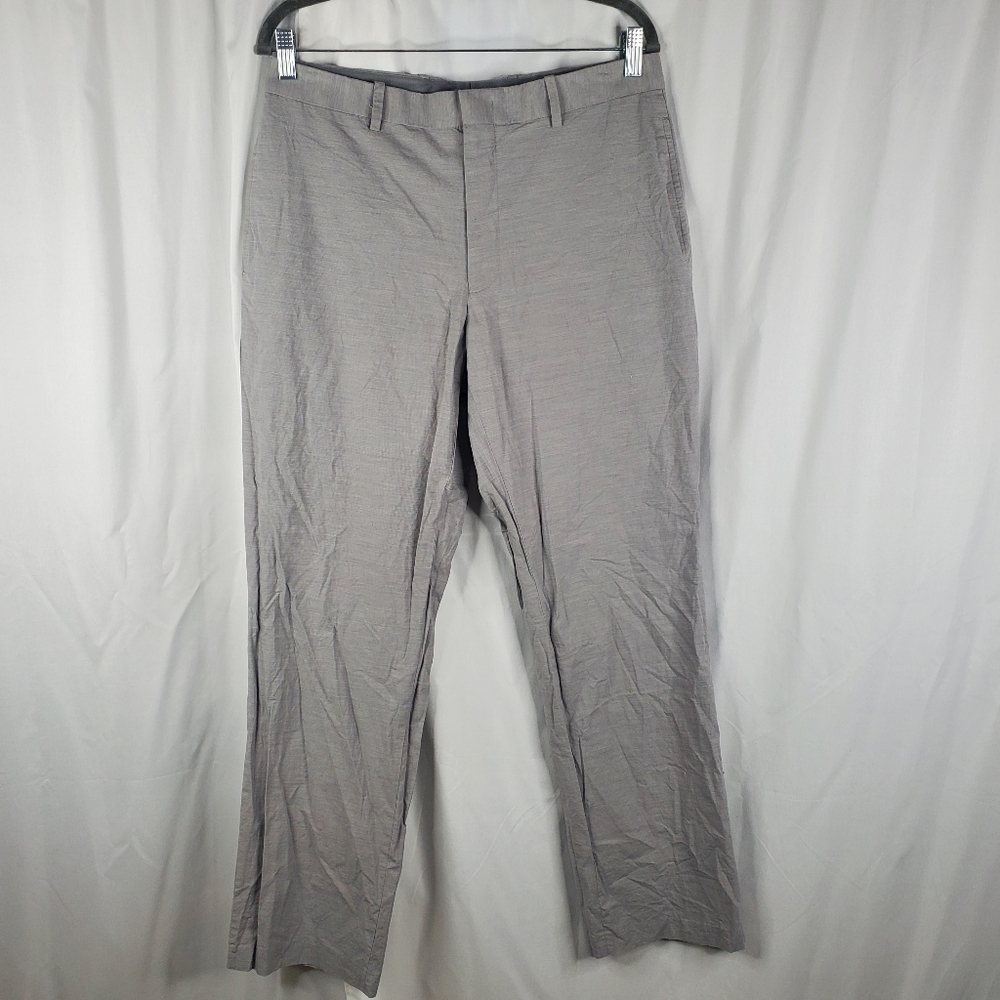 ◇ INC Gray 100% Cotton Flat Front Trousers Size 32x32